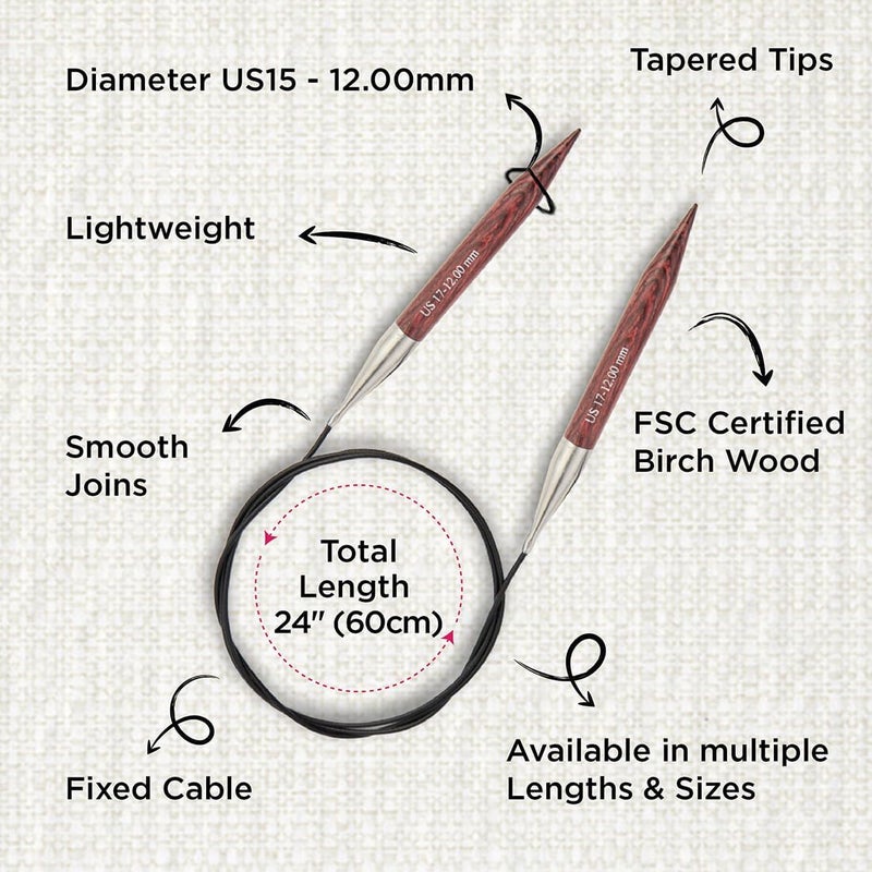 Knit Pro Dreamz Fixed Circular Needles 24" (60cm) | US Size 17 (12mm) - Image 3